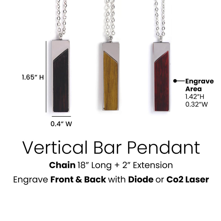 Wood Pendant Necklace — Vertical Bar Pendant Necklace