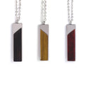 Wood Pendant Necklace — engravable wood pendant necklace vertical wood bar pendants