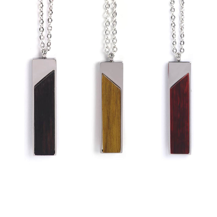 Wood Pendant Necklace — engravable wood pendant necklace vertical wood bar pendants