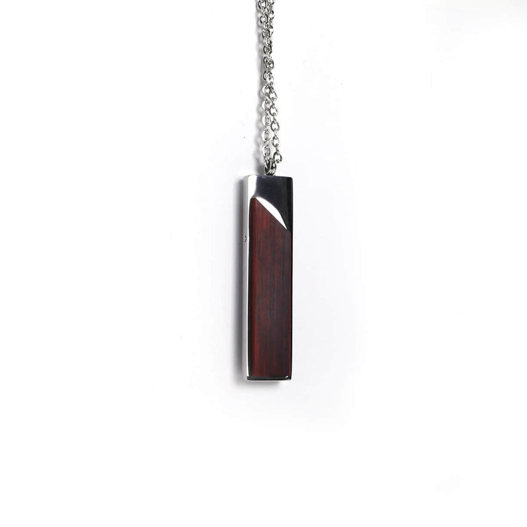 Wood Pendant Necklace — engravable wood pendant necklace vertical bar rosewood