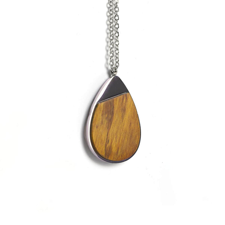 Wood Pendant Necklace — engravable wood pendant necklace teardrop natural