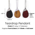 Wood Pendant Necklace — Teardrop Pendant Necklace