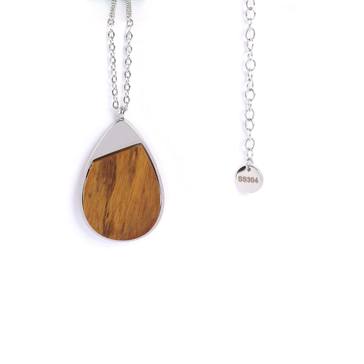 Wood Pendant Necklace — engravable wood pendant necklace tear drop natural
