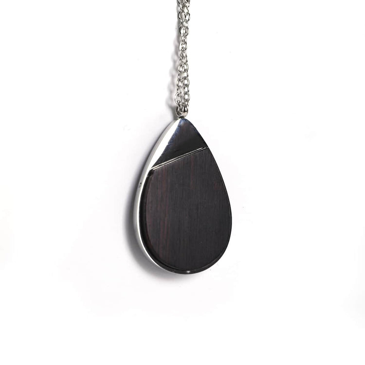 Wood Pendant Necklace — engravable wood pendant necklace teardrop black