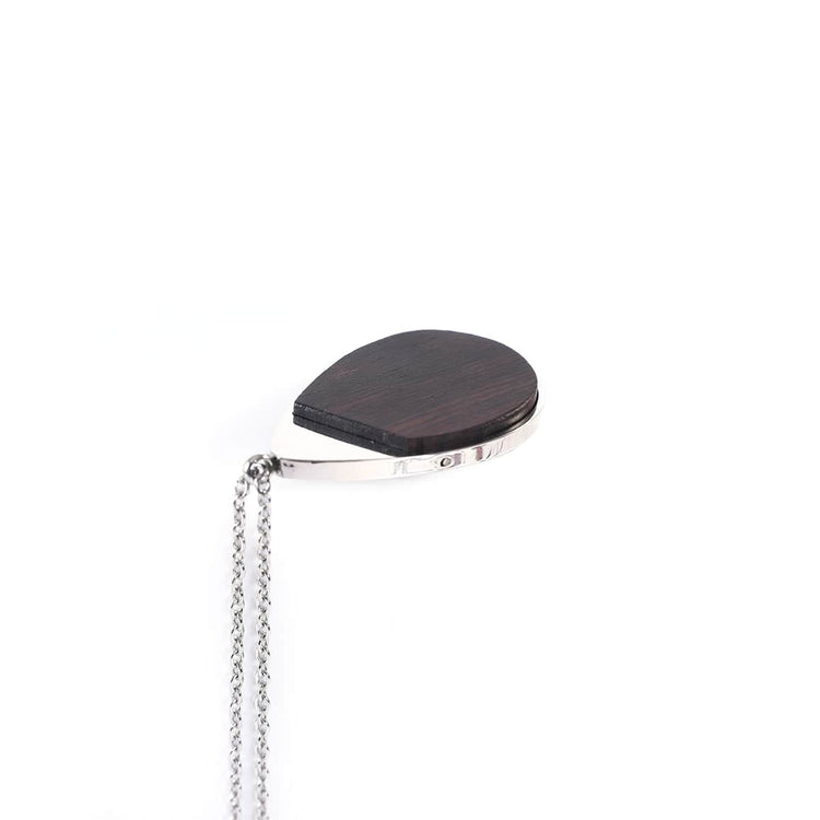 Wood Pendant Necklace — engravable wood pendant necklace tear drop black