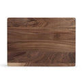 Walnut cutting board shown straight on with natural grain visible.