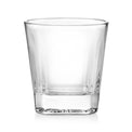 Single clear 8 oz rocks glass isolated against white.