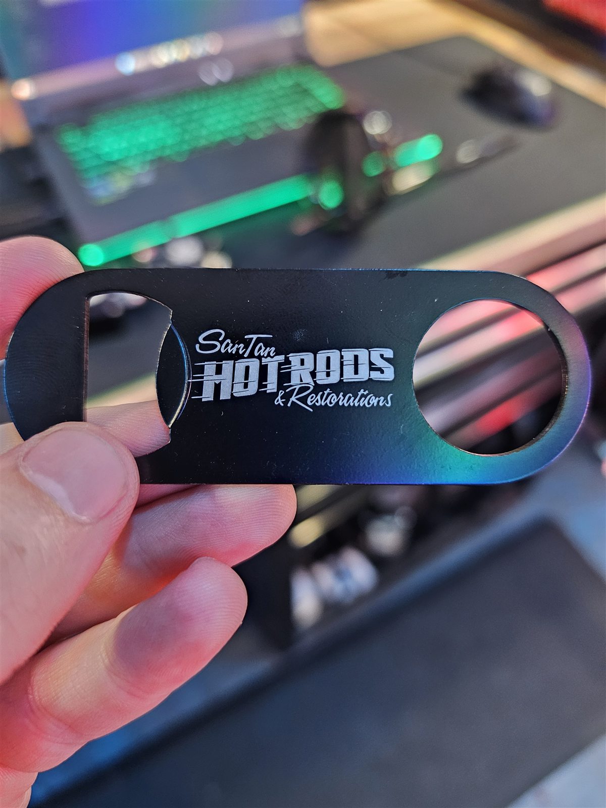 Engraved bottle opener keychain